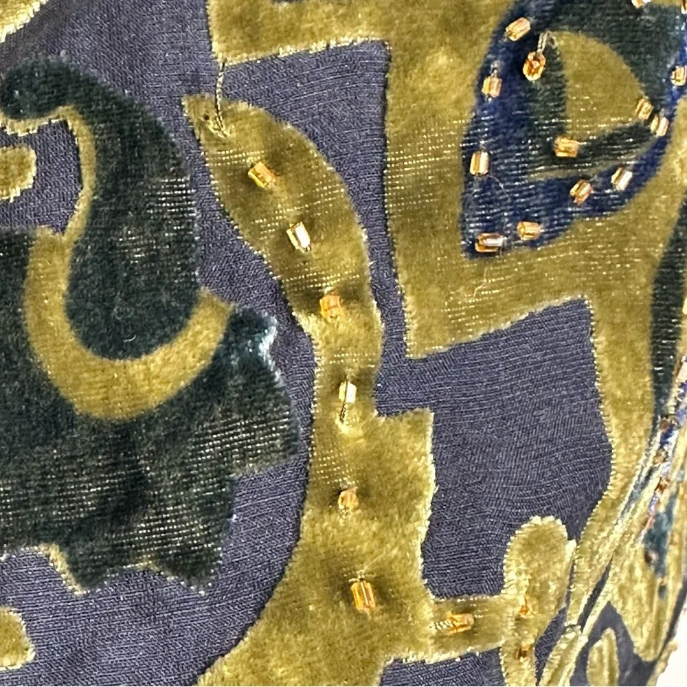 HALE BOB Velvet Burnout Long Sleeve  Silk Dress With Beads Size M - Picture 4 of 15